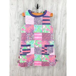 Vintage Lilly Pulitzer Dress Patchwork Shift Pink Girls 4 Retro Summer Picnic